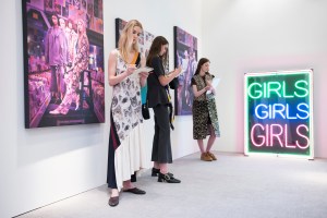 Models as critics in the Stella McCartney tableau at Neiman Marcus.