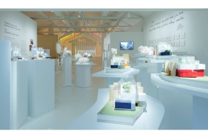 Displays at the exhibit “Fondation Louis Vuitton Building in Paris by Frank Gehry.”