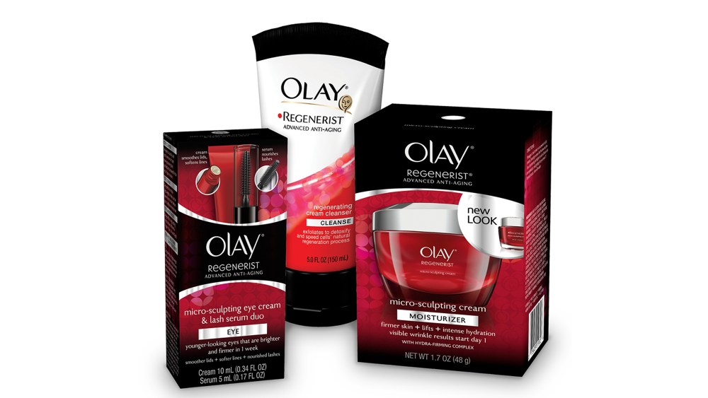 Products from the Olay Regenerist collection.