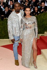 Kanye West with Kim Kardashian in Balmain at met gala 2016