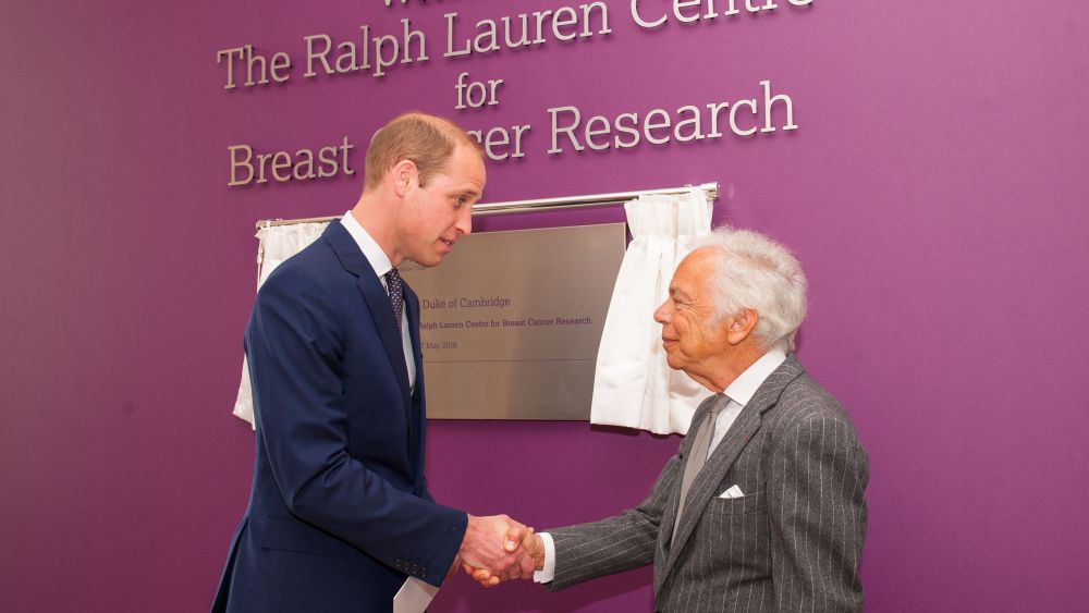 Prince William and Ralph Lauren at the opening of the opening of the cancer research center in London.