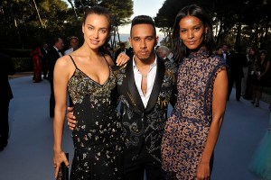 2016 cannes film festival amfar gala Irina Shayk, Lewis Hamilton and Liya Kebede