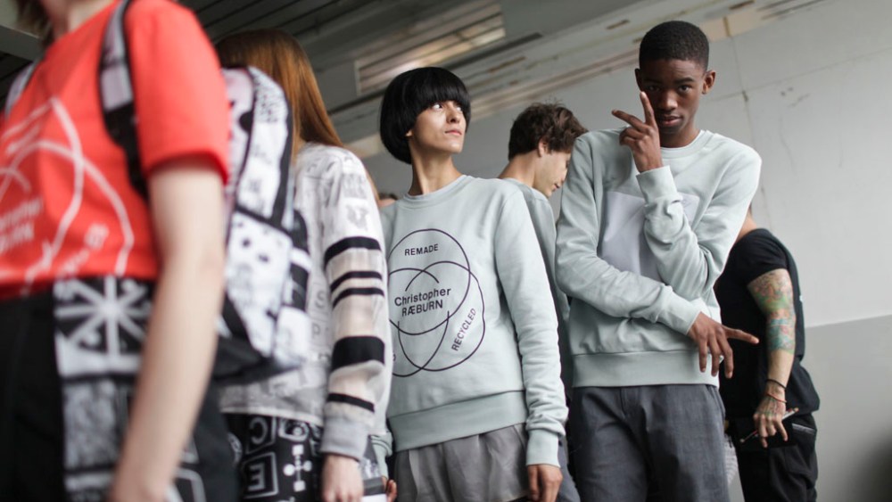 Backstage at Christopher Raeburn Men's Spring 2017
