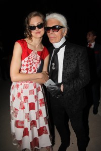 Lindsey Wixson and Karl Lagerfeld at the Fendi Couture Fall 2016 After party