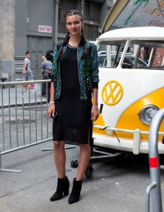 Jenny Albright at Mr Porter Block Party on Crosby Street
