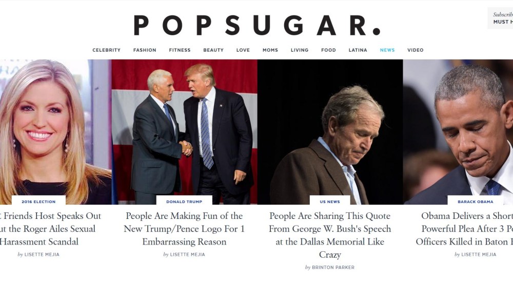 PopSugar dedicated news vertical