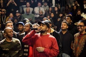 Kanye West at Yeezy Season 3, in February