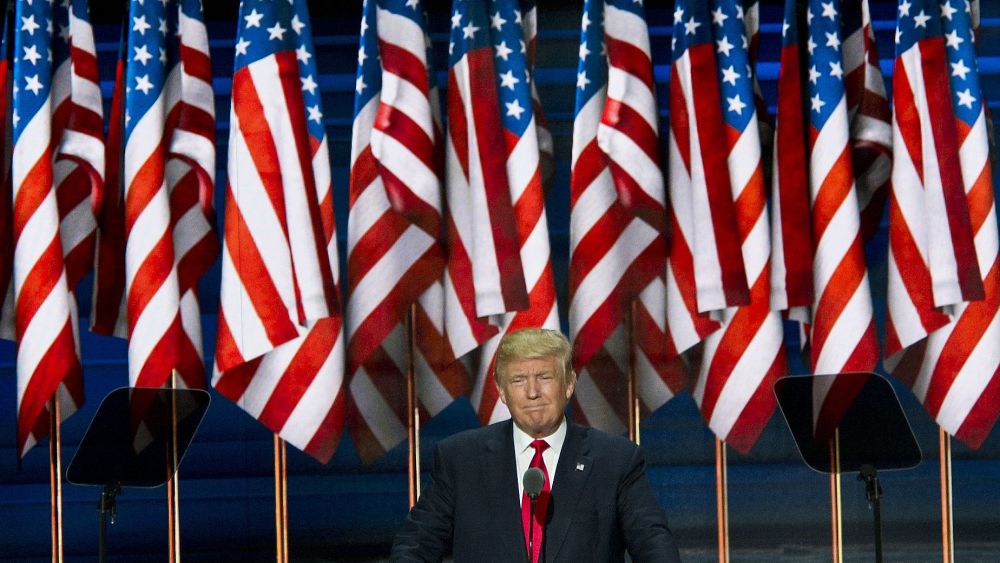 Donald Trump speaks at the 2016 Republican National Convention in Cleveland, Ohio