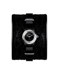 The black Lesage cuff version of Chanel’s J12 XS watch