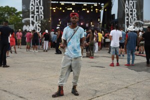 Street style at the Bacardi x The Dean Collection: No Commission art and music show.