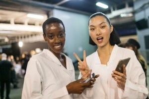 Backstage at Issey Miyake RTW Spring 2017