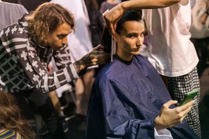 Backstage at Issey Miyake RTW Spring 2017