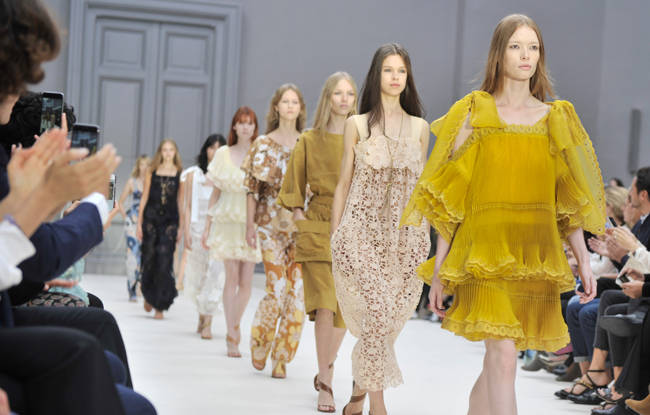 The finale at Chloe's spring 2017 fashion show in Paris.