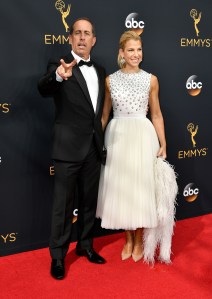 Jerry Seinfeld and Jessica Seinfeld in Dior at the 2016 Emmys