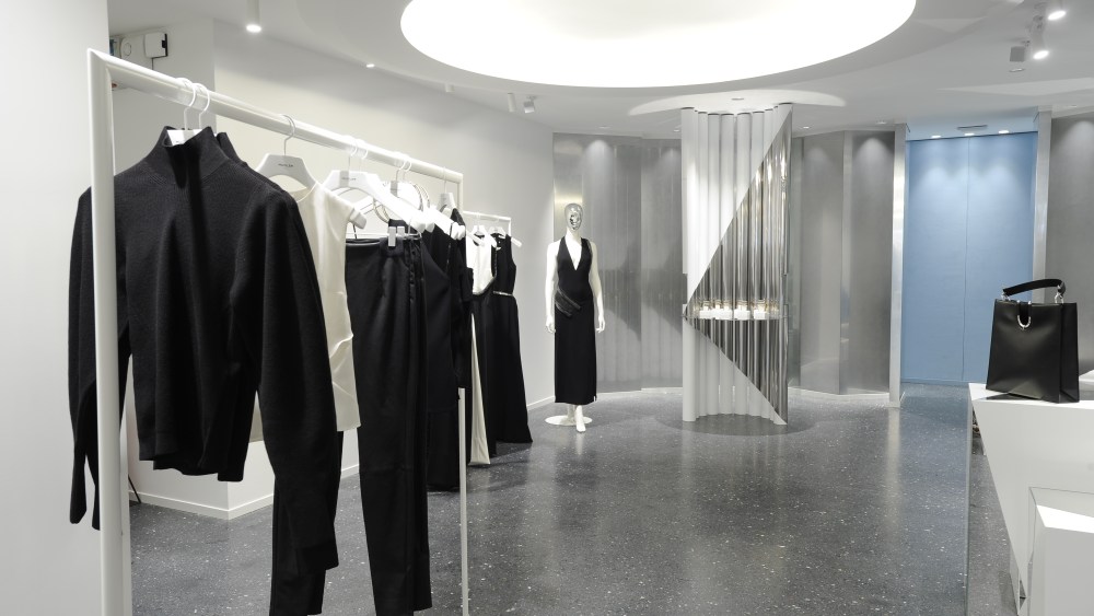 Inside the Mugler boutique on Rue du Faubourg Saint Honoré.