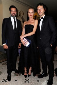 Eva Herzigova with Laurent Lafitte and Simon Buret.