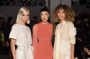 Cleo Wade, Mia Moretti and Caitlin Moe front row at Prabal Gurung RTW Spring 2017