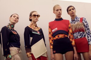 Backstage at Prada Spring 2017