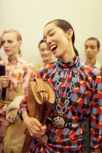 Backstage at Prada Spring 2017