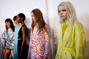 Backstage at Emilio Pucci Spring 2017