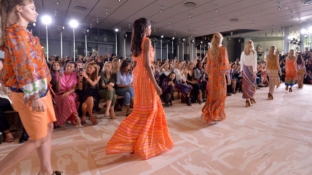 A shot from the Front Row at Tory Burch RTW Spring 2017