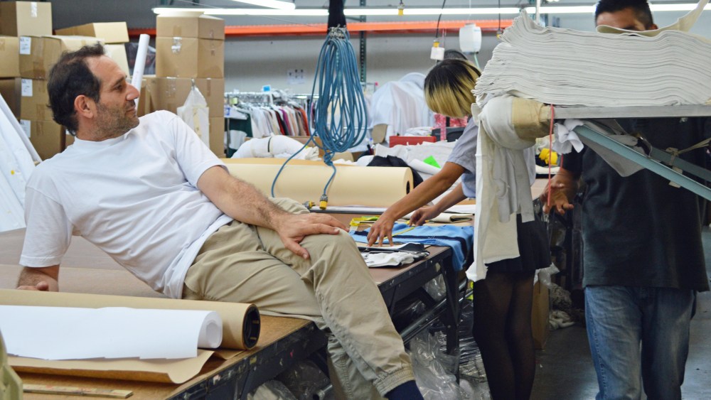 Dov Charney on South Central factory floor