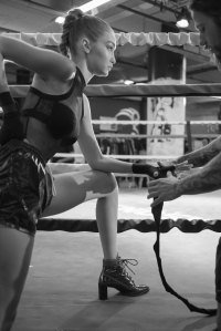 The campaign for Gigi Hadid's collaboration with Stuart Weitzman.