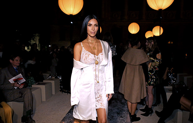 Kim Kardashian attends the Givenchy spring show in Paris.
