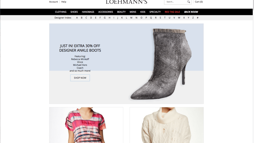Loehmann's home page.