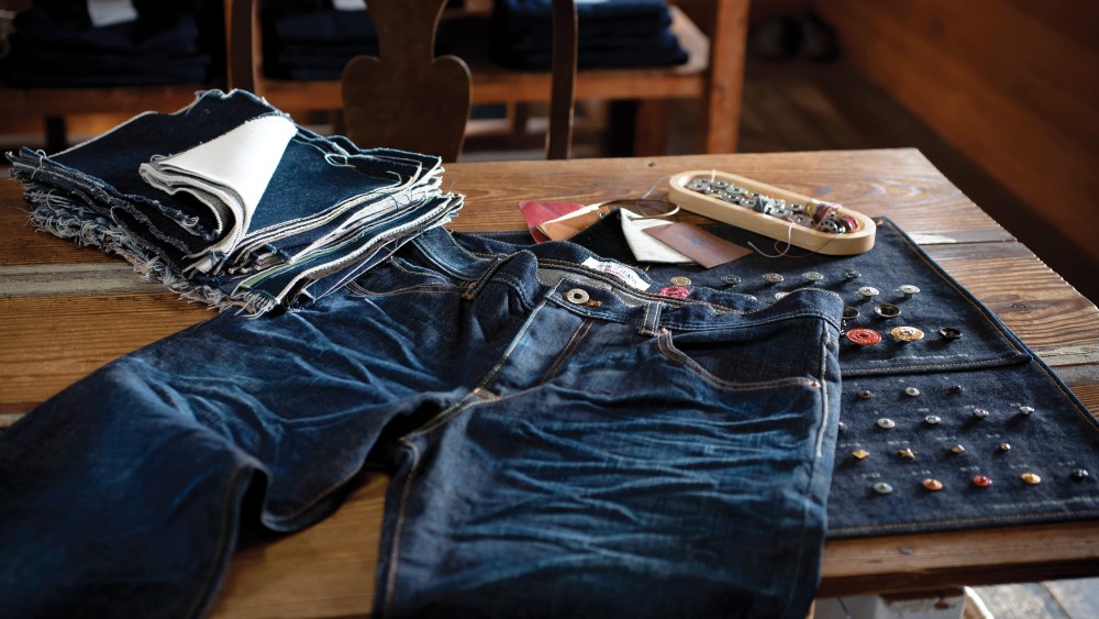Customizing Denim Works jeans.