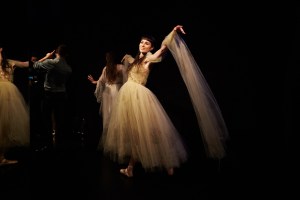 A dancer from immersive theatre company Sleep No More performing at the valentino party.