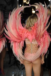 Lily Donaldson backstage at the 2016 Victoria's Secret fashion show in Paris.