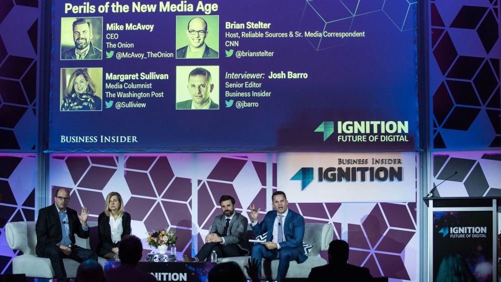 Brian Stelter, Margaret Sullivan, Mike McAvoy, and Josh Barro at the BI Ignition 2016.
