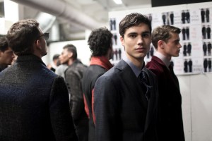 Backstage at Giorgio Armani Men's Fall 2017