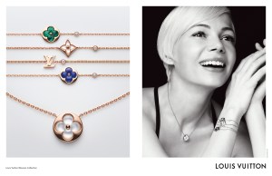 Michelle Williams debuts in Louis Vuitton's new Color Blossom BB jewelry collection ads.