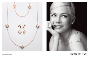 Michelle Williams debuts in Louis Vuitton's new Color Blossom BB jewelry collection ads.