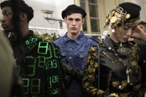 Backstage at Moschino Men's Fall 2017