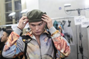 Backstage at Moschino Men's Fall 2017