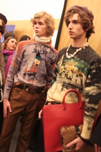 Backstage at Prada Men's Fall 2017