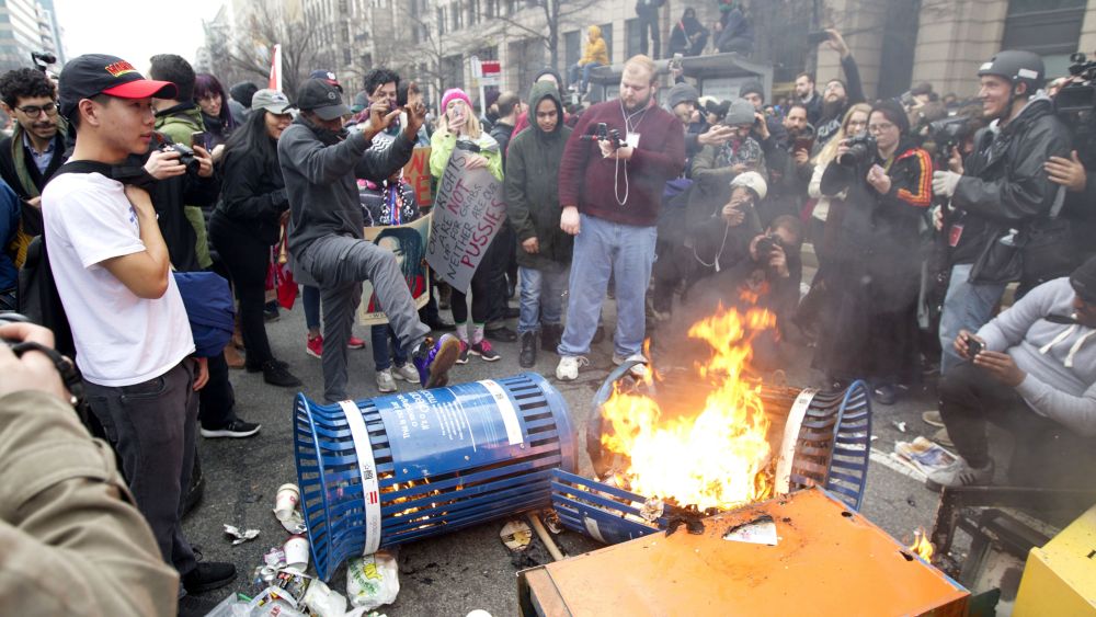 As Trump Takes Oath, Violent Protests Reflect Divided Country