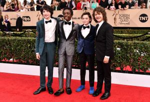 Finn Wolfhard, Caleb McLaughlin, Noah Schnapp and Gaten Matarazzo SAG Awards Fashion 2017