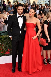Josiah Bell in Alberta Ferretti and Jurnee Smollett-Bell SAG Awards Fashion 2017
