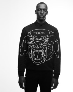 A look from Riccardo Tisci's limited capsule collection "The Rottweiler."