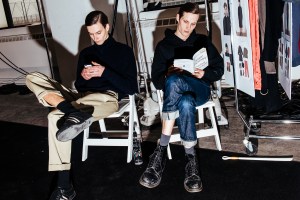 Backstage at Robert Geller Men’s Fall 2017