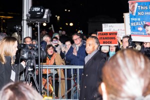 The scene outside the Trump Towers.