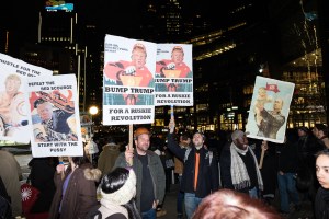 The scene outside the Trump Towers.