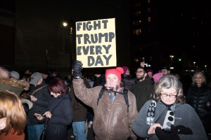 The scene outside the Trump Towers.