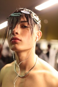 Backstage at Versace Men's Fall 2017