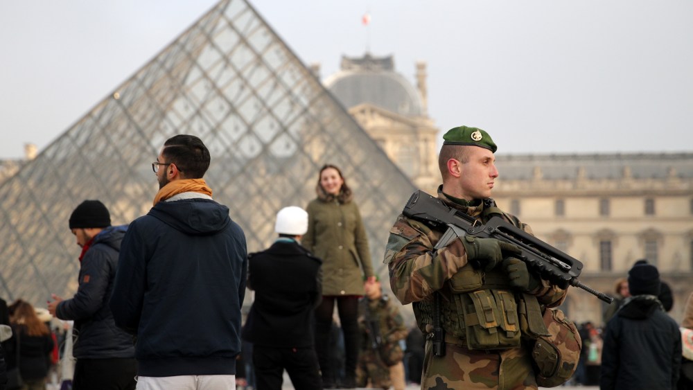 Outside the Louvre museum in Paris
