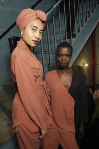Backstage at Mara Hoffman RTW Fall 2017